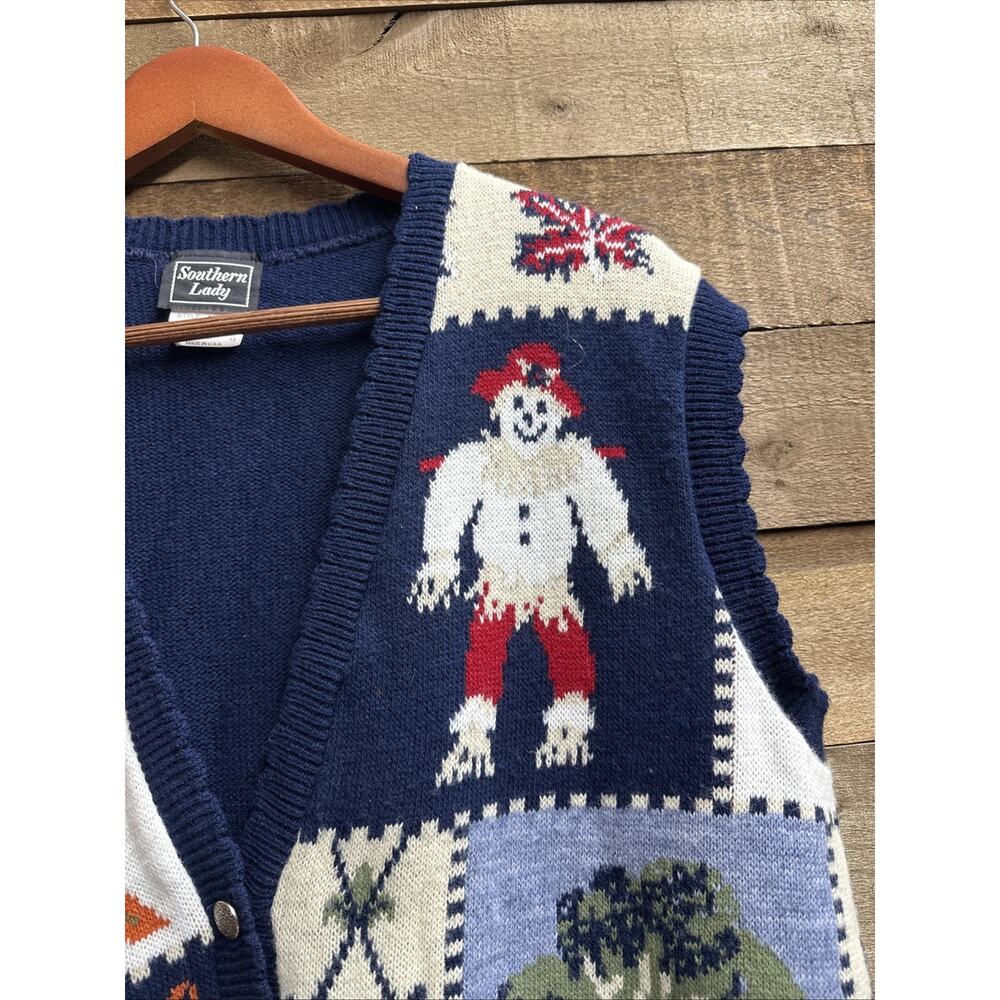 Vintage Southern Lady Thanksgiving Fall Halloween Sweater Vest Sz L - Picture 5 of 8
